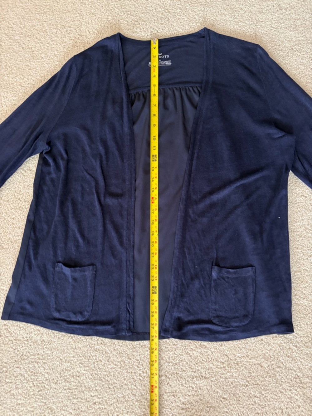 Talbots Navy Open-Front Lightweight Cardigan with Pockets - Picture 7 of 7